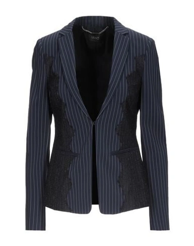 Shop Liu •jo Woman Suit Jacket Midnight Blue Size 6 Viscose, Elastane, Polyester, Polyamide