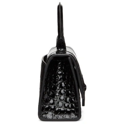 Shop Balenciaga Black Croc Xs Hourglass Bag In 1000 Black