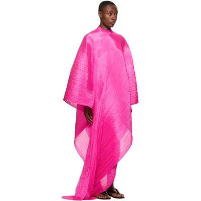 Shop Issey Miyake Pleats Please  Pink Madame-t Knit Stole Scarf In 22 Pink