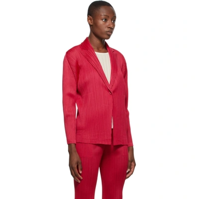 Shop Issey Miyake Pleats Please  Pink Monthly Colors September Blazer In 25 Magenta