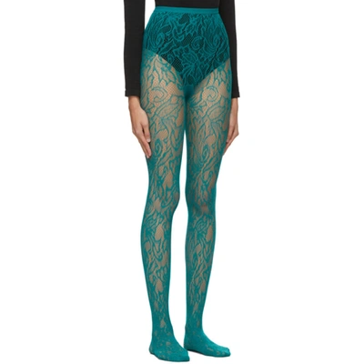 Shop Dries Van Noten Blue Fogal Edition Lace Tights In 508 Petrol