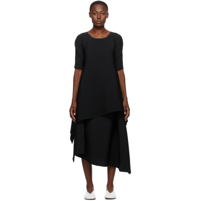 Shop Issey Miyake Black Pleated Bits Dress In 15 Black