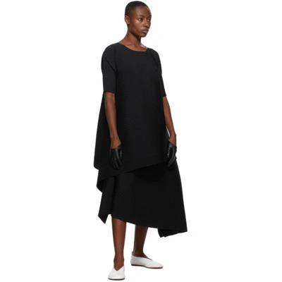 Shop Issey Miyake Black Pleated Bits Dress In 15 Black