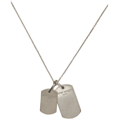 Shop Maison Margiela Silver Dog Tag Necklace In 950 Silver