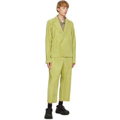 Shop Issey Miyake Homme Plisse  Yellow Gingham Hologram Blazer In 52 Yellow