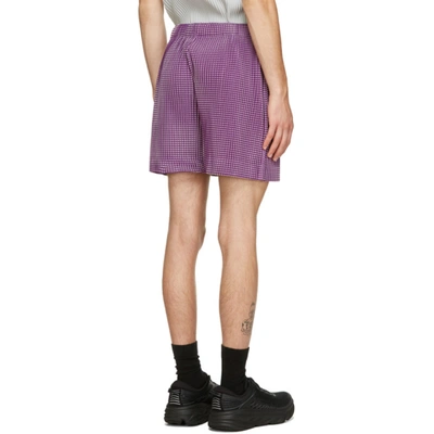 Shop Issey Miyake Purple Gingham Hologram Shorts In 82 Purple