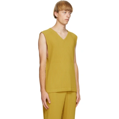 Shop Issey Miyake Yellow Colorful Pleats Tank Top In 53 Yellow
