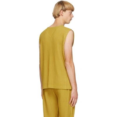Shop Issey Miyake Yellow Colorful Pleats Tank Top In 53 Yellow