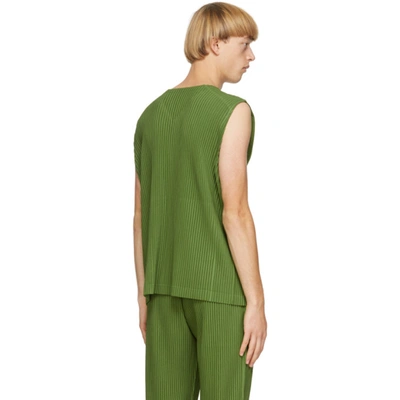 Shop Issey Miyake Homme Plisse  Green Colorful Pleats Tank Top In 60 Olivegrn