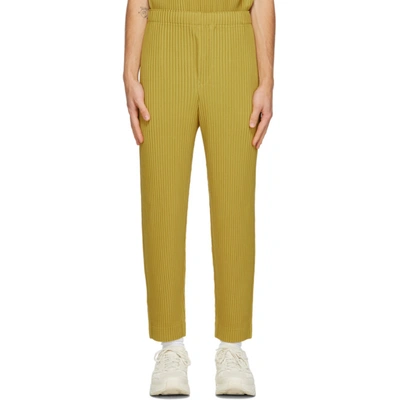 Shop Issey Miyake Homme Plisse  Yellow Colorful Pleats Trousers In 53 Yellow