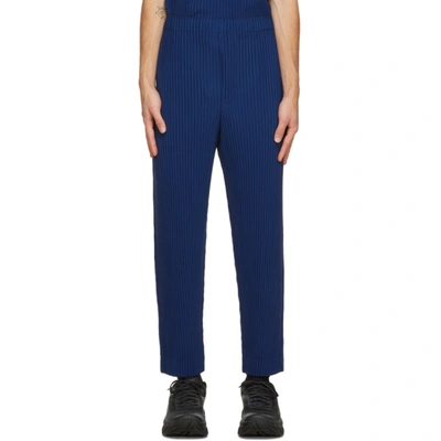 Shop Issey Miyake Homme Plisse  Blue Colorful Pleats Trousers In 73 Deepblue