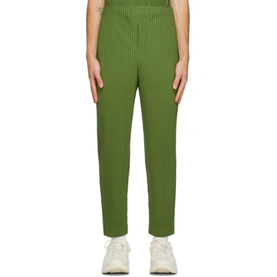 Shop Issey Miyake Homme Plisse  Green Colorful Pleats Trousers In 60 Olivegrn