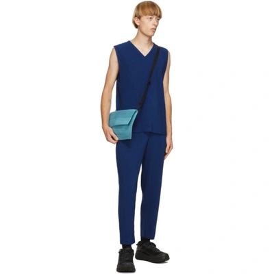 Shop Issey Miyake Homme Plisse  Blue Colorful Pleats Trousers In 73 Deepblue
