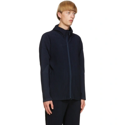 Shop Issey Miyake Homme Plisse  Navy Basics Zip-up Jacket In 75 Navy