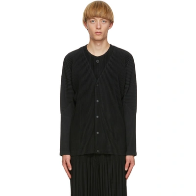Shop Issey Miyake Homme Plisse  Black Basics Cardigan In 15 Black