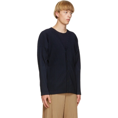 Shop Issey Miyake Homme Plisse  Navy Basics Cardigan In 75 Navy