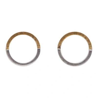 Shop Maison Margiela Silver And Gold Number Earrings In 961 Sil/gol