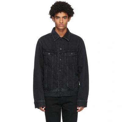 Shop Moussy Vintage Black Denim Mvm Riders Jacket In 020 Blk