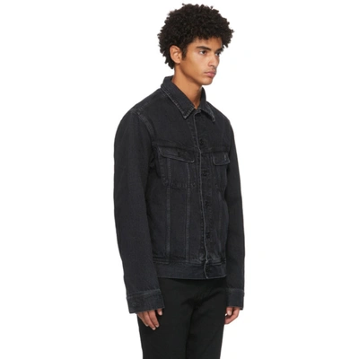 Shop Moussy Vintage Black Denim Mvm Riders Jacket In 020 Blk