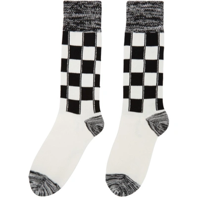 Shop Ambush Black & White Long Check Socks