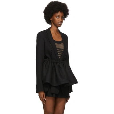 Shop Rokh Black Slashed Blazer In 00black