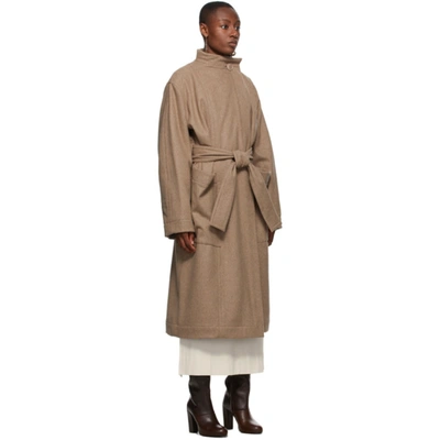 Shop Lemaire Beige Wool Wrapover Coat In 230 Beige