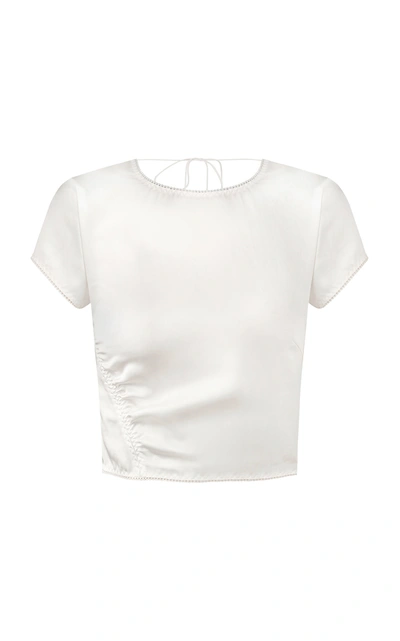 Shop Anna October Women's Oksana Satin Cropped Top In White