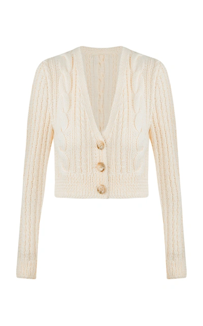 Shop Anna October Women's Dubilet Cable-knit Wool-blend Cropped Cardigan In White