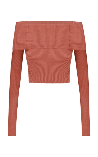 Shop Anna October Anechka Off-the-shoulder Knit Top In Red