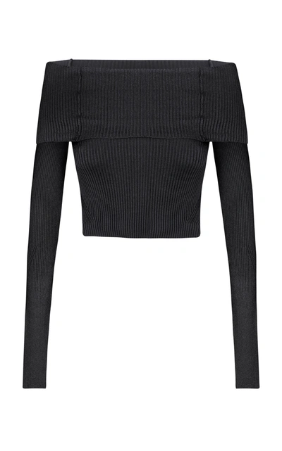 Shop Anna October Anechka Off-the-shoulder Knit Top In Black