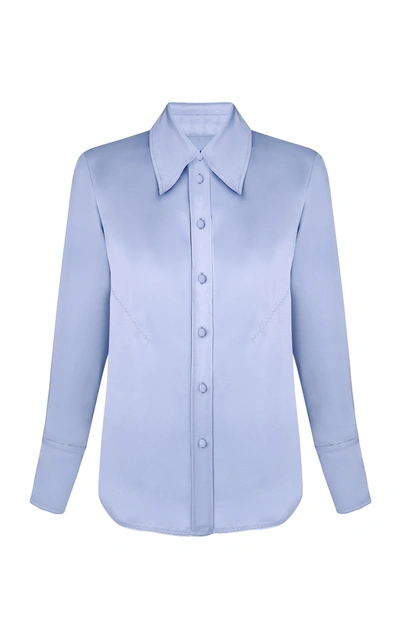 Shop Anna October Women's Tuesday Satin Shirt In Blue,white