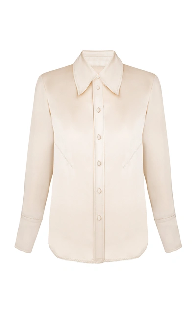 Shop Anna October Tuesday Satin Shirt In White