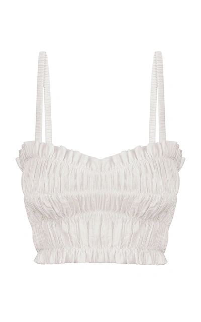 Shop Anna October Lora Ruched Crop Top In White