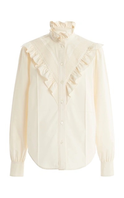 Shop Victoria Beckham Women's Victorian Silk Blouse In White