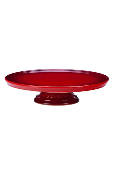 Shop Le Creuset Stoneware Cake Stand In Cherry