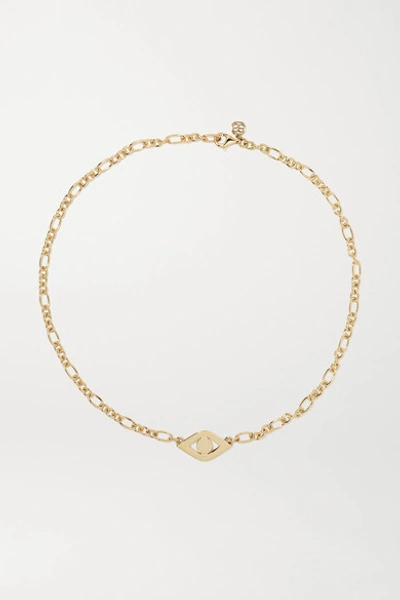 Shop Sydney Evan Evil Eye 14-karat Gold Necklace