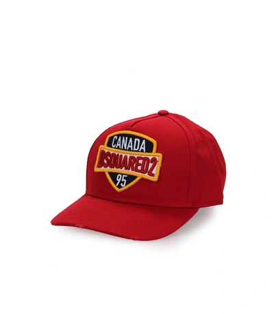 Shop Dsquared2 Patch Red Baseball Cap In Rosso