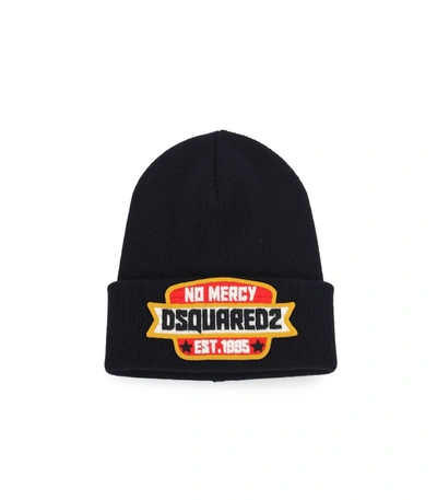 Shop Dsquared2 Black Beanie With Patch In Nero