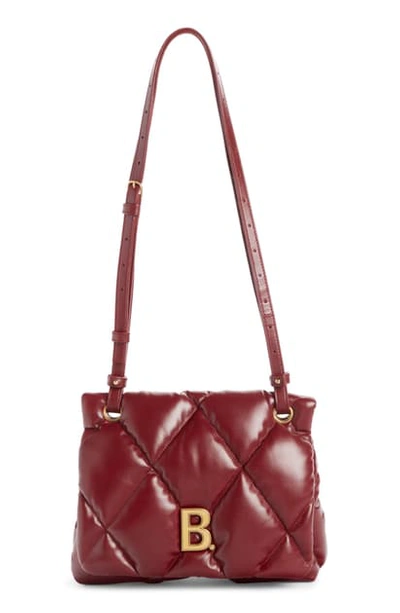 Shop Balenciaga Medium Touch Diamond Quilted Leather Shoulder Bag In Dark Red