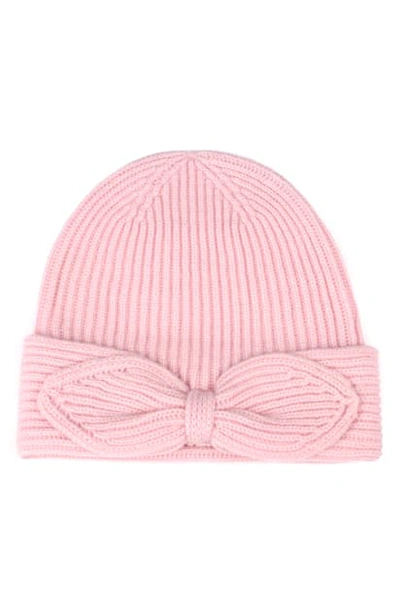 Shop Kate Spade Pointy Bow Beanie In Chalk Pink