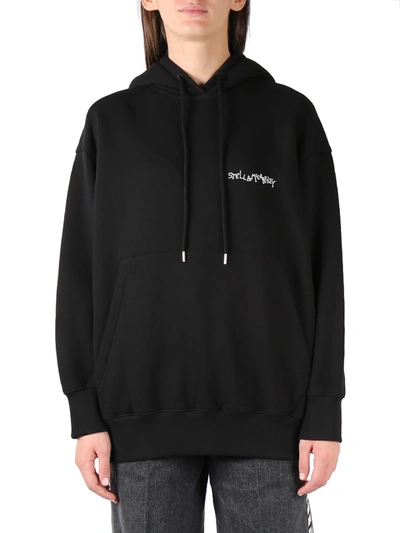 Shop Stella Mccartney Hooded Sweatshirt With Back Print In Black