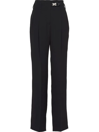 Shop Prada High-waisted Straight-leg Trousers In Black