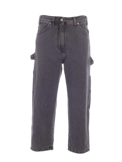 Shop Mm6 Maison Margiela Faded High-waisted Jeans In Grey