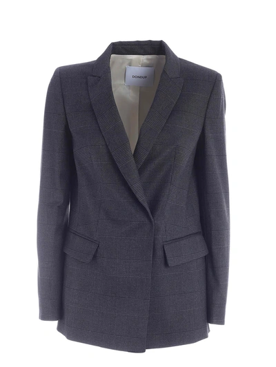 Shop Dondup Prince Of Wales Pattern Jacket In Lamé Grey