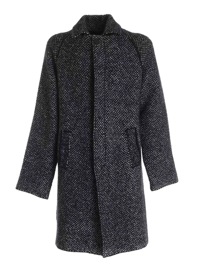 Shop Laneus Melange Black Coat