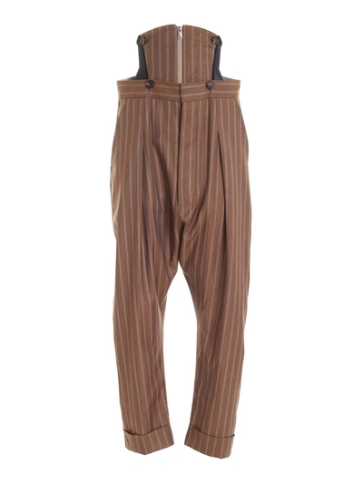 Shop Vivienne Westwood Removable Bustier Pants In Brown
