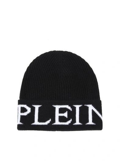 Shop Philipp Plein Wool Hat With Logo In Black