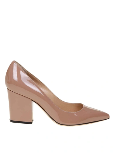 Shop Sergio Rossi Decolletè In Nude Color Patent Leather In Pink