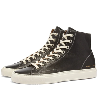 Shop Common Projects Tournament High Leather Shiny In Black