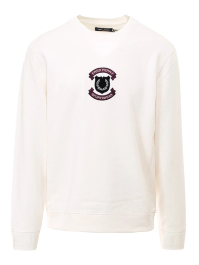 Shop Fred Perry Cotton Sweatshirt In White